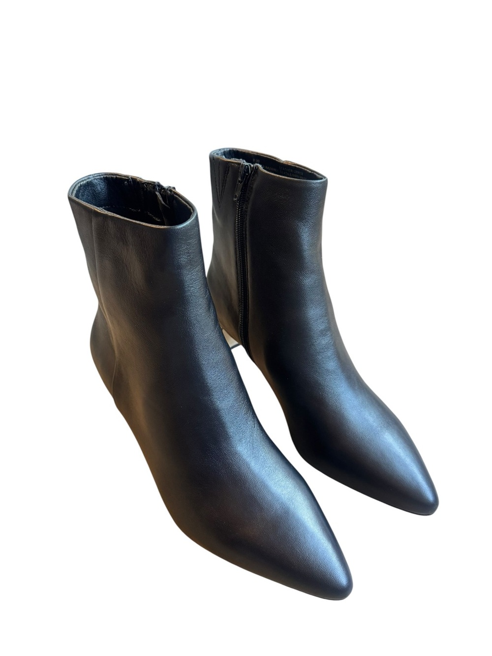 Andre Assous Leather Black Pointed Toe Ankle Boots - Women 9.5